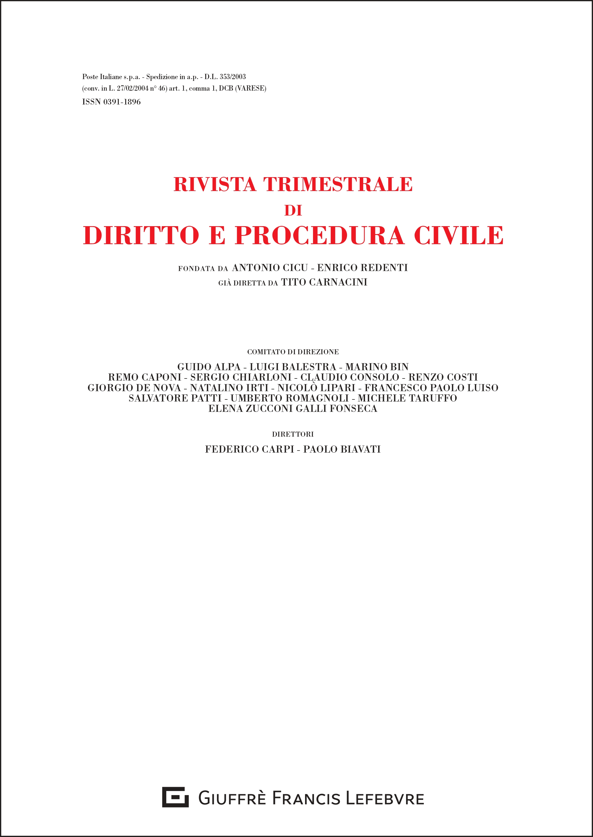 Rivista Trimestrale di Diritto e Procedura Civile