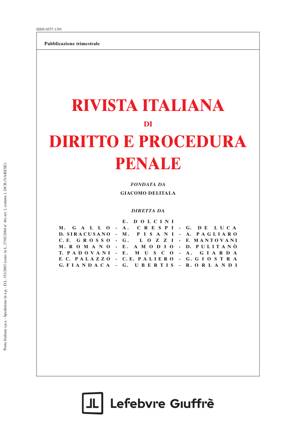 Rivista Italiana di Diritto e Procedura Penale